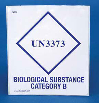 Picture of Pre-Printed Label Therapak™ Laboratory Use Blue / White Paper UN3373 Biological Substance Category B Blue Shipping Lab/Specimen 3-1/2 X 5 Inch22130067