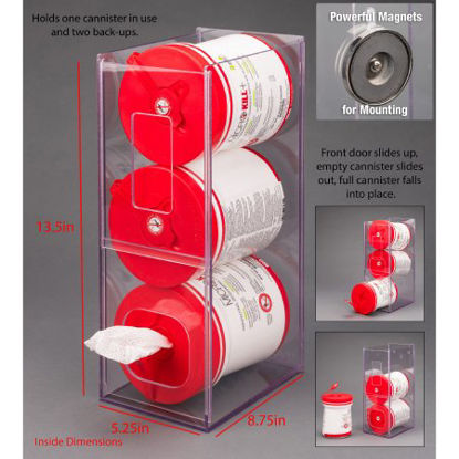 Picture of Wipe Dispenser Clear PETG Manual Three Compartment Magnet MountWIPE3VM-M