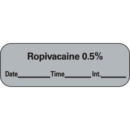 Picture of Drug Label PDC® Anesthesia Label Ropivacaine 0.5% Date_Time_Int Gray 1/2 X 1-1/2 InchLAN-32D05