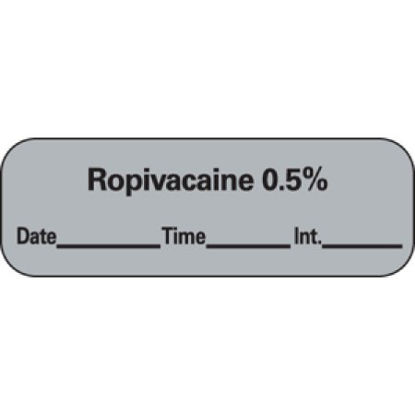 Picture of Drug Label PDC® Anesthesia Label Ropivacaine 0.5% Date_Time_Int Gray 1/2 X 1-1/2 InchLAN-32D05