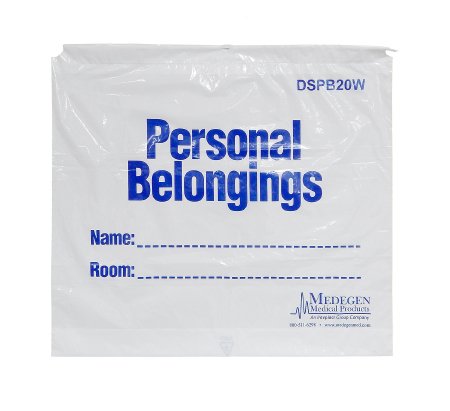 Picture of BAG, PATIENT BELONGING DRAWSTRING WHT/BLU 20"X18" (250/CS)DSPB20W