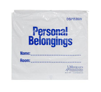 Picture of BAG, PATIENT BELONGING DRAWSTRING WHT/BLU 20"X18" (250/CS)DSPB20W