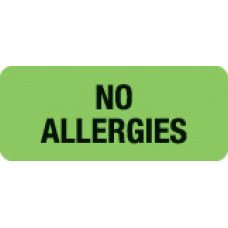 Picture of Pre-Printed Label Allergy Alert Green Paper NO ALLERGIES Black Alert Label 15/16 X 2-1/4 Inch50710