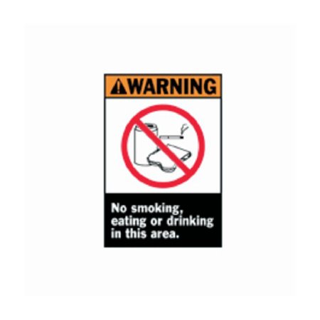 Picture of Wall Sign Caution Brady™ Warning: No Smoking Eating or Drinking In This Area19038255