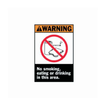 Picture of Wall Sign Caution Brady™ Warning: No Smoking Eating or Drinking In This Area19038255