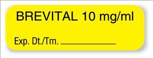 Picture of Drug Label UAL™ Anesthesia Label BREVITAL 10 mg/ mL Exp Dt Tm Yellow 1/2 X 1-1/2 InchULAM741