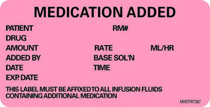 Picture of Pre-Printed Label MedVision® Anesthesia Label Fluorescent Red Paper Medication Added Black Medication Instruction 1-1/2 X 2-15/16 InchMV07FR7387