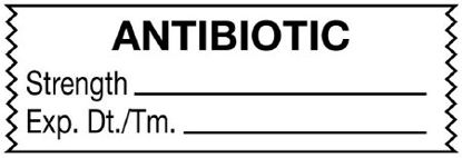 Picture of Drug Label UAL™ Anesthesia Label Tape Antibiotic Strength_Exp_Dt Tm White 1/2 X 1-1/2 InchULTA045