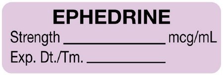 Picture of Drug Label UAL™ Anesthesia Label Ephedrine Strength_mg/mL Exp Dt Tm Lavender 1/2 X 1-1/2 InchULAL411