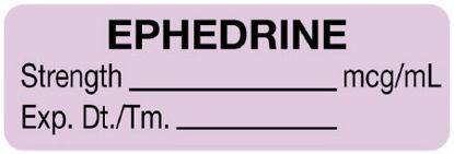 Picture of Drug Label UAL™ Anesthesia Label Ephedrine Strength_mg/mL Exp Dt Tm Lavender 1/2 X 1-1/2 InchULAL411