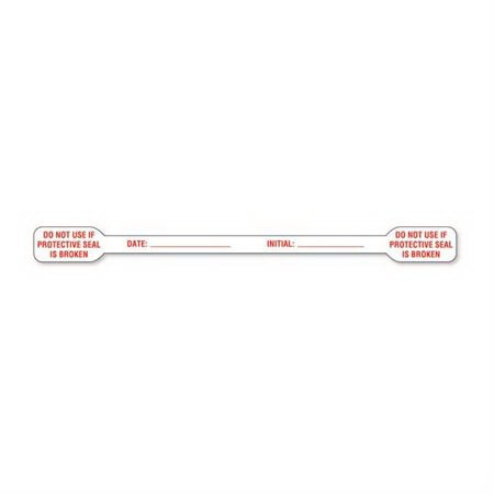 Picture of Pre-Printed Label Auxiliary Label Red Paper DO NOT USE IF PROTECTIVE SEAL IS BROKEN / DATE: _____ INITIAL: _____ Red Safety and Instructional 1/2 X 6 Inch12709
