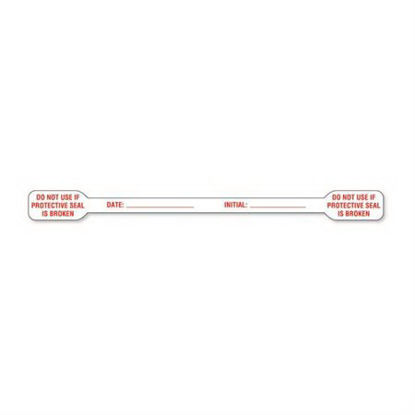 Picture of Pre-Printed Label Auxiliary Label Red Paper DO NOT USE IF PROTECTIVE SEAL IS BROKEN / DATE: _____ INITIAL: _____ Red Safety and Instructional 1/2 X 6 Inch12709