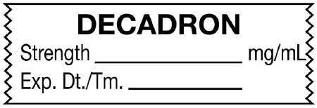 Picture of Drug Label UAL™ Anesthesia Label Decadron Strength_mg/mL Exp Dt Tm_ White 1/2 X 1-1/2 InchULTJ0431