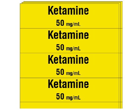 Picture of Drug Label Shamrock Anesthesia Label Ketamine / 50 mg/mL Yellow 1/2 X 1 InchSA-2008-PK