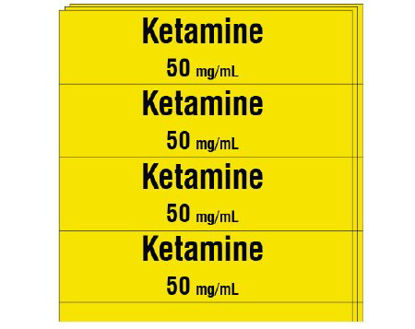 Picture of Drug Label Shamrock Anesthesia Label Ketamine / 50 mg/mL Yellow 1/2 X 1 InchSA-2008-PK