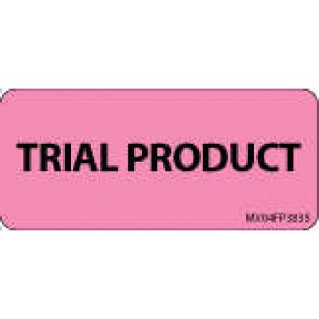 Picture of Pre-Printed Label MedVision® Advisory Label Pink Paper TRIAL PRODUCT Black Quality Control Label 1 X 2-1/4 InchMV04FP3835