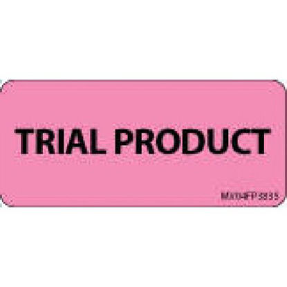Picture of Pre-Printed Label MedVision® Advisory Label Pink Paper TRIAL PRODUCT Black Quality Control Label 1 X 2-1/4 InchMV04FP3835