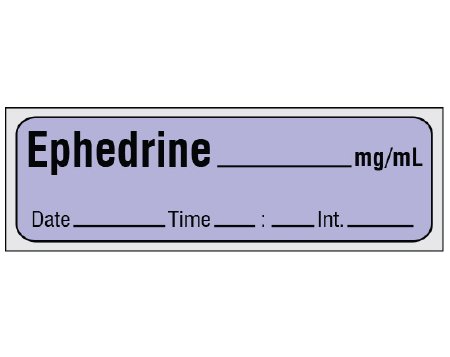 Picture of Drug Label Shamrock Anesthesia Label EPHEDRINE _____ mg / mL / Date _____ Time _____ Int. _____ Purple 1/2 X 1 InchSA-282-DTI-PRE