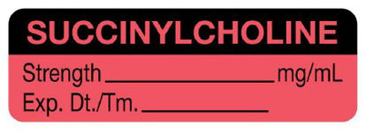 Picture of Drug Label UAL™ Anesthesia Label Succinylcholine Strength_mg/mL exp dt tm Fluorescent Red 1/2 X 1-1/2 InchULAL725