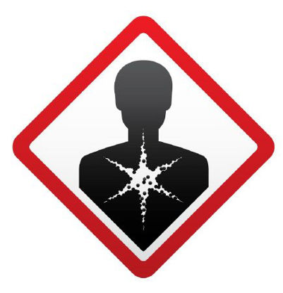 Picture of Pre-Printed Label PDC® Warning Label Red / White Paper GHS Symbol Black OSHA 1-1/2 X 1-1/2 InchULGHS8