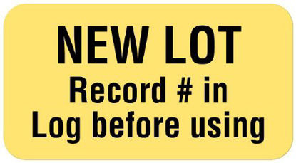 Picture of Pre-Printed Label UAL™ Safety Data Yellow Paper NEW LOT Record # in Log before using Safety and Instructional 7/8 X 1-5/8 InchULLR221