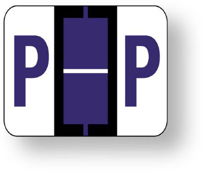 Picture of Pre-Printed Label Chart Tab Purple Fluorescent Paper P | P Purple Alpha Series 1 X 1-1/4 InchULAF1283P