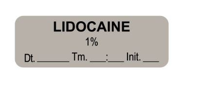 Picture of Drug Label UAL™ Anesthesia Label Lidocaine 1% Dt tm int_ Gray 1/2 X 1-1/2 InchULAL1211-D