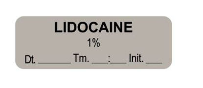 Picture of Drug Label UAL™ Anesthesia Label Lidocaine 1% Dt tm int_ Gray 1/2 X 1-1/2 InchULAL1211-D