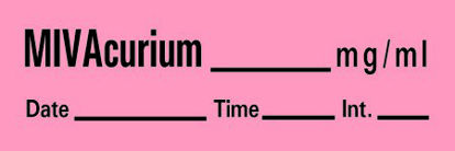 Picture of Drug Label Timemed Anesthesia Label MIV Acurim_mg/mL Date_Tiem_Int._ Fluorescent Red 1/2 X 1-1/2 InchAN-160