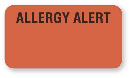 Picture of Pre-Printed Label Allergy Alert Red Fluorescent Paper Allergy Alert Black Alert Label 1-5/8 X 7/8 InchULMC147