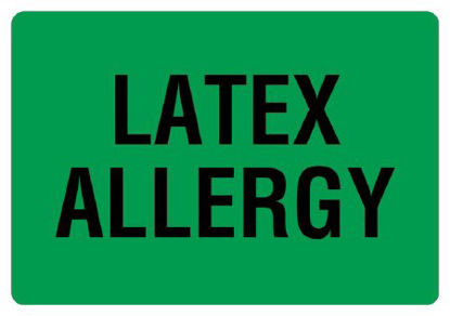 Picture of Pre-Printed Label Allergy Alert Green Litho Paper LATEX ALLERGY Alert Label 2-5/8 X 4 InchULAM937