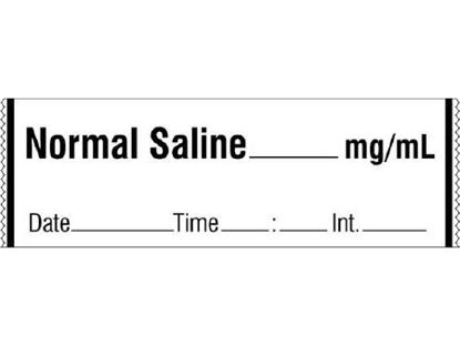 Picture of Drug Label Shamrock Anesthesia Label NORMAL SALINE _____ mg / mL / Date _____ Time _____ Int. _____ White 1/2 X 1 InchSA-3235-DTI-PRE