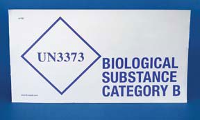 Picture of Pre-Printed Label Therapak™ Laboratory Use Blue Paper UN3373 Biological Substance Category B Blue Biohazard 1 X 8 Inch22130069