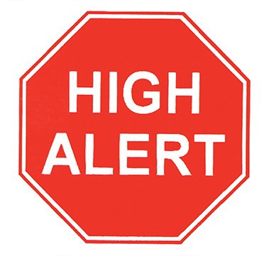 Picture of Pre-Printed Label Indeed Warning Label Red Paper HighAlert White Caution 3 X 3-5/8 Inch8352