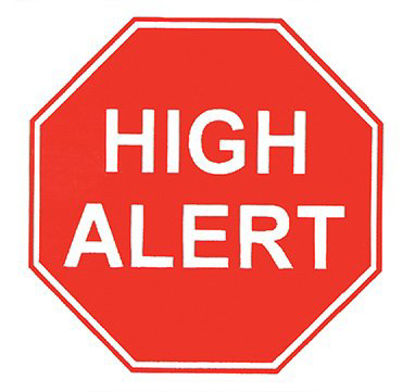 Picture of Pre-Printed Label Indeed Warning Label Red Paper HighAlert White Caution 3 X 3-5/8 Inch8352
