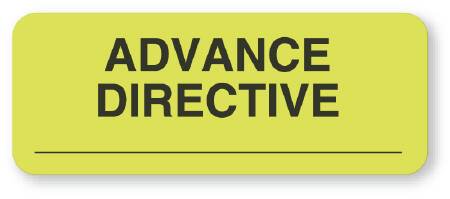 Picture of Pre-Printed Label UAL™ Instructional Label Fluorescent Green Fluorescent Paper Advance Directive Black Safety and Instructional 7/8 X 2-1/4 InchULMR297