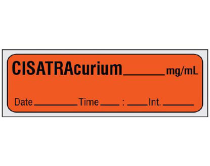 Picture of Drug Label Shamrock Anesthesia Label CISATRAcurium _____ mg / mL / Date _____ Time _____ Int. _____ Fluorescent Red 1/2 X 1 InchSA-2216-DTI-PRE