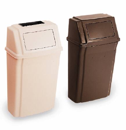 Picture of Trash Can Rubbermaid® Slim Jim® 15 gal. Wall Mount Beige Plastic Side OpeningRCP7822BEI