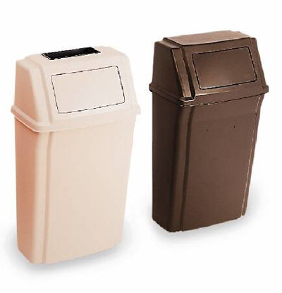 Picture of Trash Can Rubbermaid® Slim Jim® 15 gal. Wall Mount Beige Plastic Side OpeningRCP7822BEI