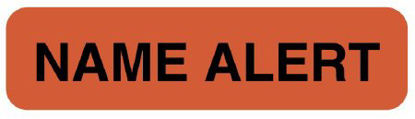 Picture of Pre-Printed Label UAL™ Advisory Label Red Paper NAME ALERT Black Alert Label 5/16 X 1-1/4 InchULHN116
