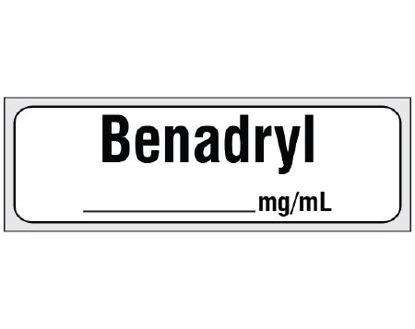 Picture of Drug Label Shamrock Anesthesia Label Benadryl____mg/mL White 1/2 X 1 InchSA-3226-PRE