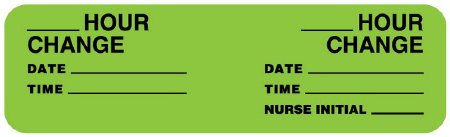Picture of Pre-Printed / Write On Label Conf-id-ent™ Anesthesia Label Green Paper _Hour Change Black Syringe Label 7/8 X 3 InchULCM310