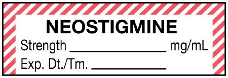 Picture of Drug Label UAL™ Anesthesia Label Neostigmine Strength_mg/mL Exp Dt Tm_ Red / White 1/2 X 1-1/2 InchULAL756