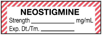 Picture of Drug Label UAL™ Anesthesia Label Neostigmine Strength_mg/mL Exp Dt Tm_ Red / White 1/2 X 1-1/2 InchULAL756