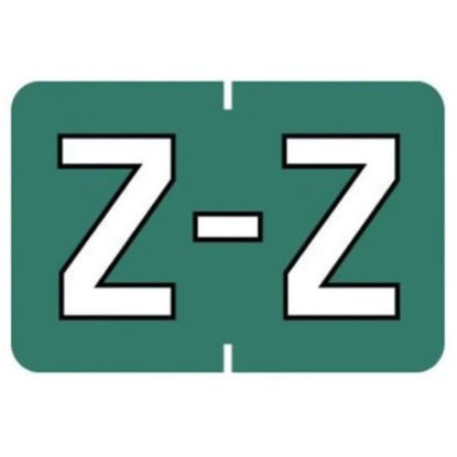 Picture of Pre-Printed Label Barkley® Chart Tab Dark Green Laminated Z Z White Alpha Series 11 X 1-1/2 Inch901-34144Q