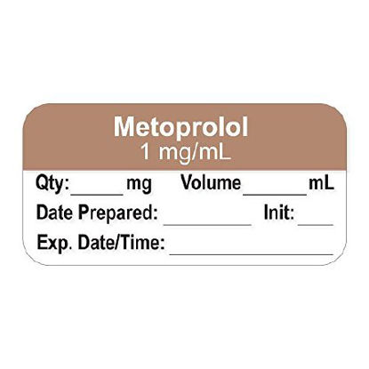 Picture of Drug Label PDC® Anesthesia Label Metoprolol 1 mg/mL Date_Time_Int_ Violet / White 1/2 X 1-1/2 InchLANS-49D1