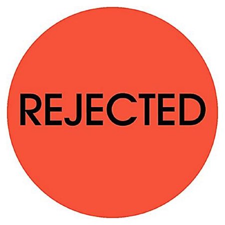 Picture of Pre-Printed Label Uline Advisory Label Orange Rejected Black Quality Control Label 2 InchS-10371