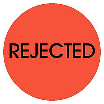 Picture of Pre-Printed Label Uline Advisory Label Orange Rejected Black Quality Control Label 2 InchS-10371