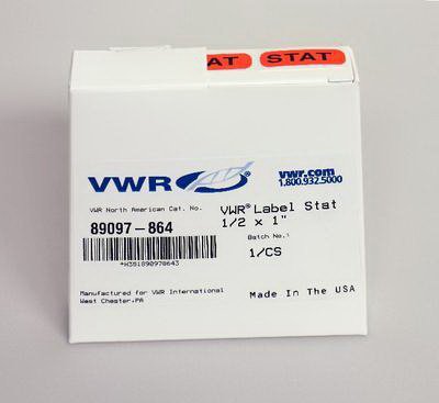 Picture of Pre-Printed Label VWR® Advisory Label Red Paper Stat Black Alert Label 3/8 X 1-1/2 Inch89097-838