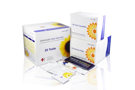 Picture of Rapid Test Kit Hemosure® Colorectal Cancer Screening Fecal Occult Blood Test (iFOB or FIT) Stool Sample 20 TestsDUO-IFOB20